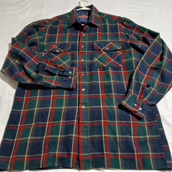 Vintage Back Packer Sportswear Men's XLTall Long-Sleeved Flannel Blue/Green/Red - Picture 3 of 14
